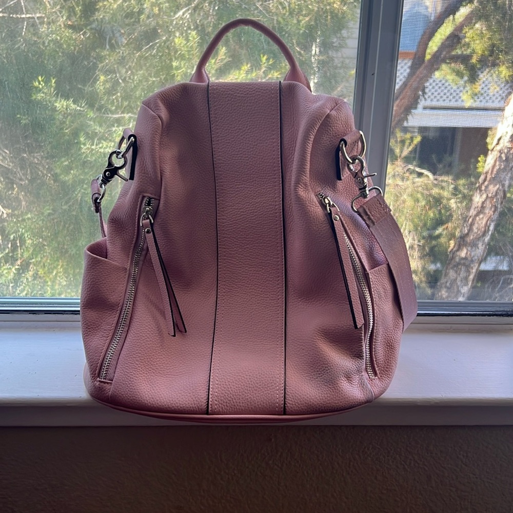 Pink backpack purse  with additional crossbody strap